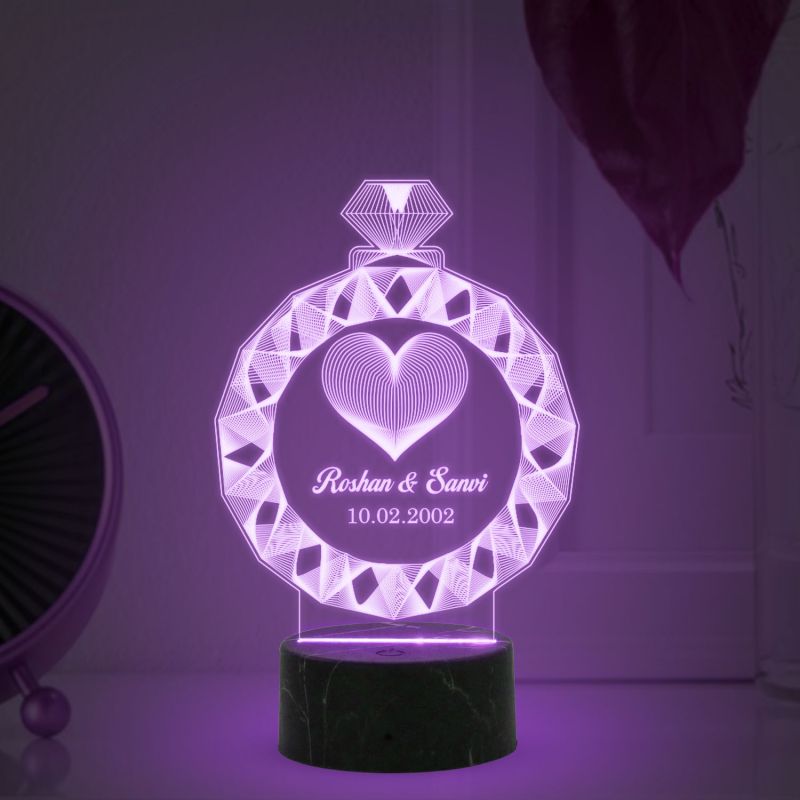 Personalized LED Table Lamp for Couples| Gift For Engagement Multicolored